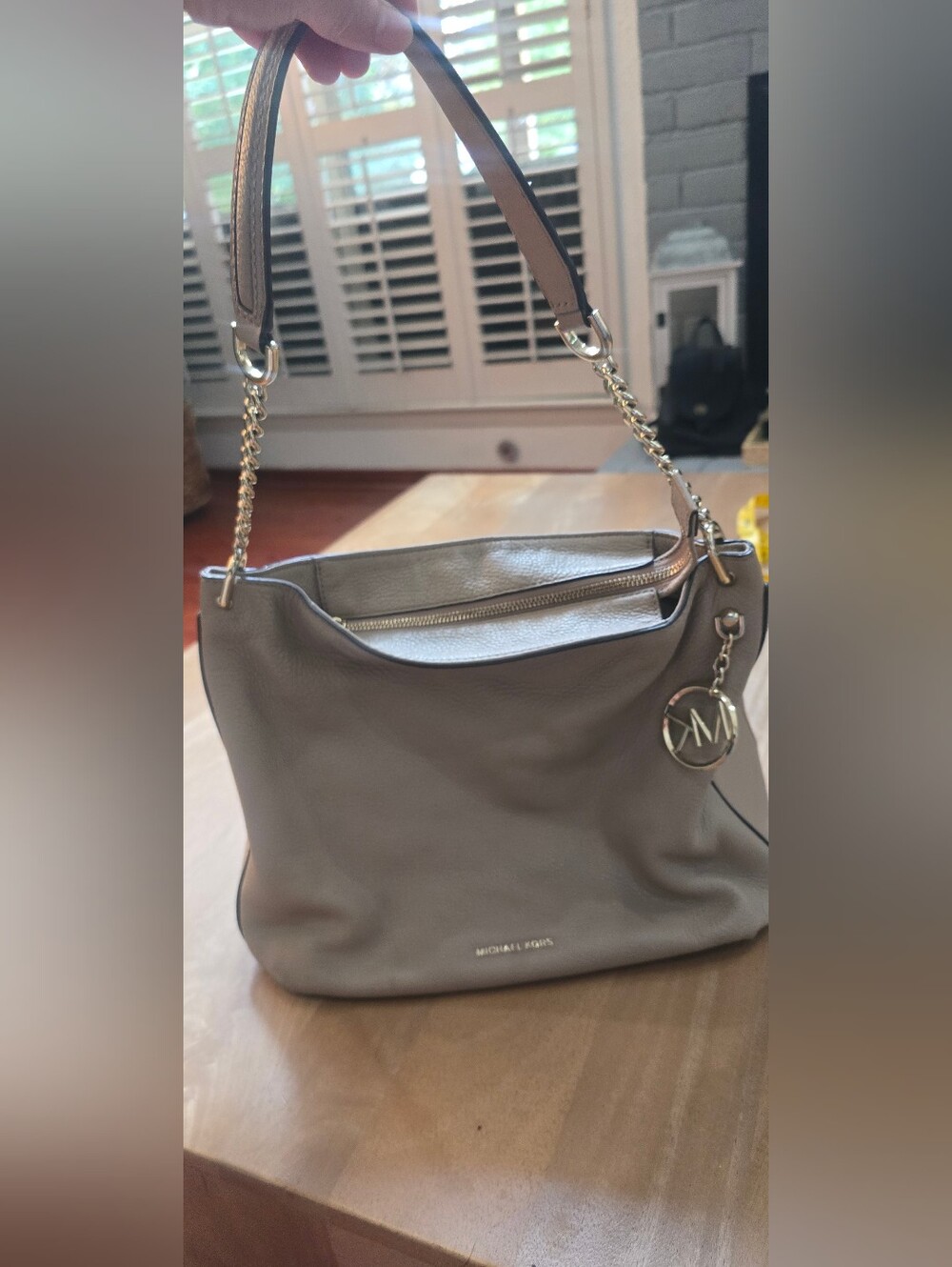 Michael Kors Pebble Leather Shoulder Bag in Taupe